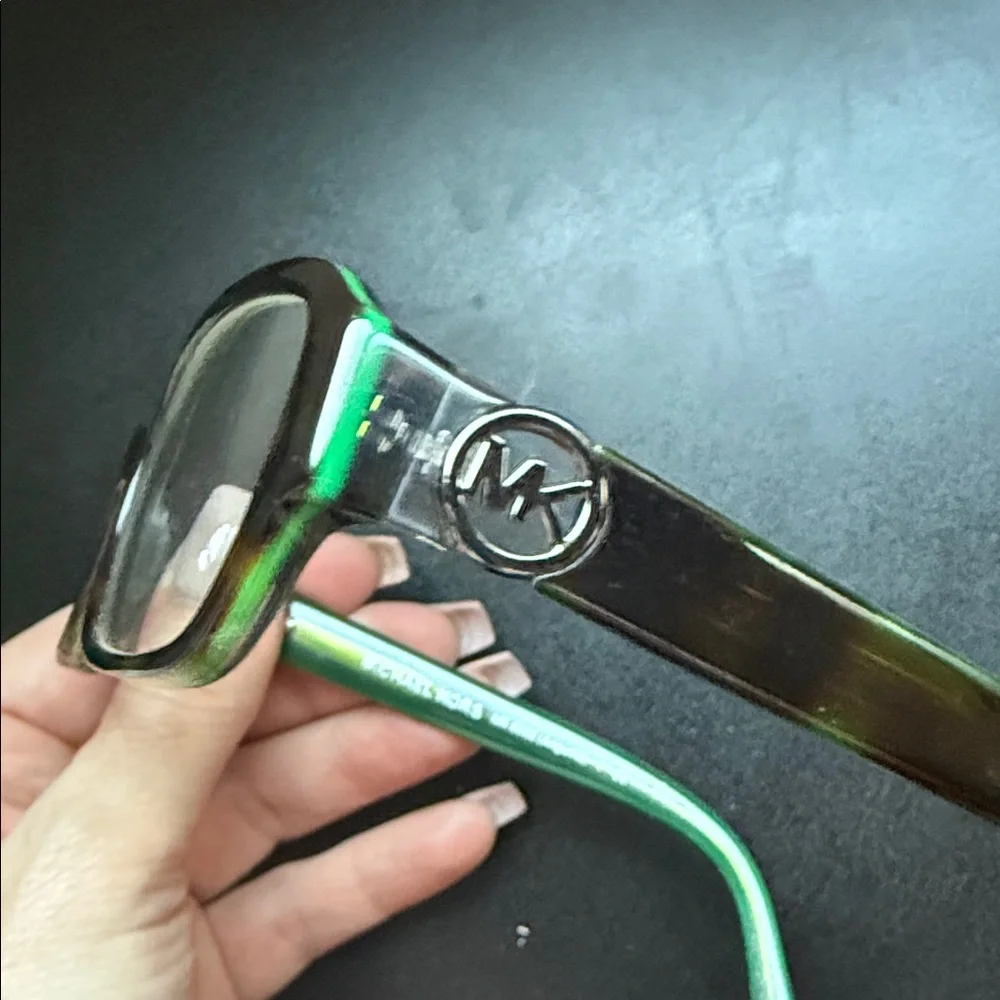 Michael Kors Green Tortoise Shell Glasses Prescription Lenses with Carrying Case